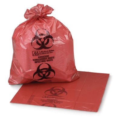 McKesson 7-10 Gallon Infectious Waste Biohazard Bag, 24" x 24", 1.25 Mil, Red - 250 / Case