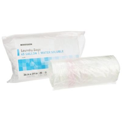 McKesson 40-45 Gallon Water Soluble Laundry Bag, 0.8 Mil, Clear - 100 / Case