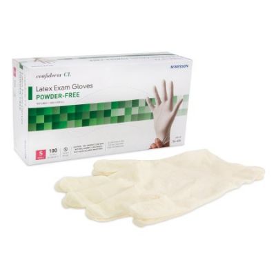 McKesson 14-424 Confiderm CL Latex Exam Gloves, Powder Free, Small, Ivory - 1000 / Case