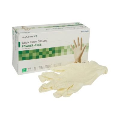 McKesson Confiderm CL Latex Exam Gloves, Powder Free, Medium, Ivory - 100 / Case