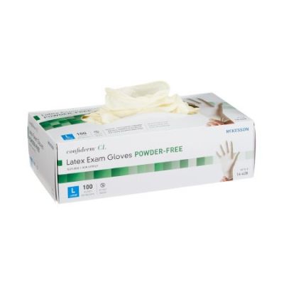 McKesson Confiderm CL Latex Exam Gloves, Powder Free, Large, Ivory - 100 / Case