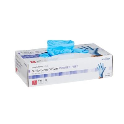 McKesson 14-684 Confiderm 3.8 Nitrile Exam Gloves, Powder Free, Small, Blue - 100 / Case