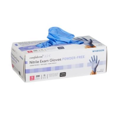 McKesson Confiderm 3.5C Nitrile Exam Gloves, Powder Free, Small, Chemo Tested, Blue - 200 / Case