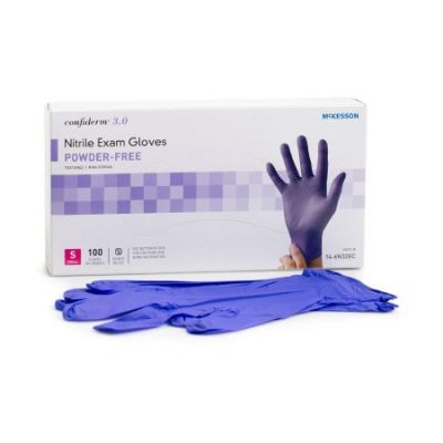 McKesson 14-6N32EC Confiderm 3.0 Nitrile Exam Gloves, Powder Free, Small, Blue - 100 / Case
