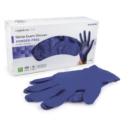 McKesson 14-6N34 Confiderm 3.0 Nitrile Exam Gloves, Powder Free, Medium, Blue - 250 / Case