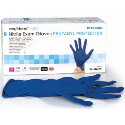 McKesson 14-6N62C Confiderm 6.8C Nitrile Exam Gloves, Powder-Free, Small, Chemo Tested, Blue - 1000 / Case