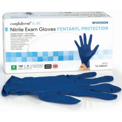 McKesson 14-6N64C Confiderm 6.8C Nitrile Exam Gloves, Powder-Free, Medium, Chemo Tested, Blue - 1000 / Case
