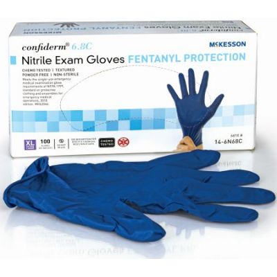 McKesson Confiderm 6.8C Nitrile Exam Gloves, Powder-Free, XL, Chemo Tested, Blue - 100 / Case