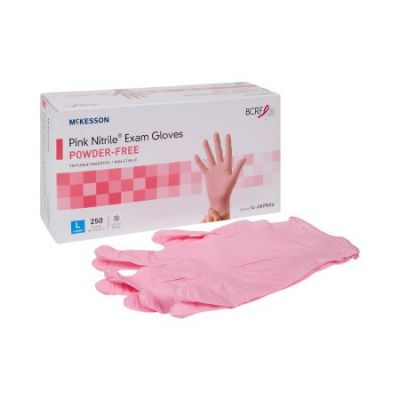 McKesson Nitrile Exam Gloves, Powder Free, Large, Pink - 2500 / Case