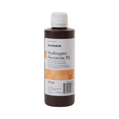 McKesson Hydrogen Peroxide 3% Antiseptic Topical Liquid, 4 oz Bottle - 24 / Case
