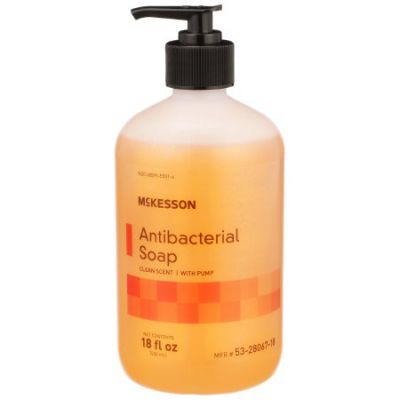 McKesson 53-28067-18 Antibacterial Soap, Liquid, Clean Scent, 18 oz Pump Bottle - 12 / Case
