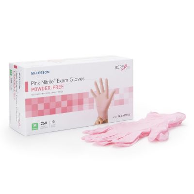 McKesson Nitrile Exam Gloves, Powder Free, Medium, Pink - 2500 / Case