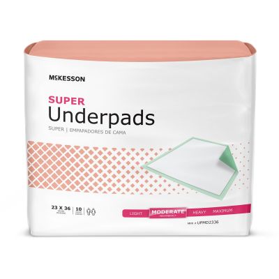 McKesson Super Underpads, 23" x 36", Moderate Absorbency - 150 / Case
