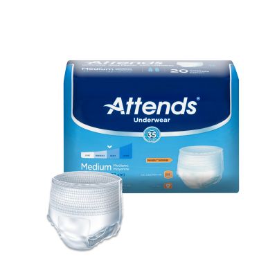 Attends AP0720 Absorbent Underwear, Adult Unisex, Medium (32 to 44"), Moderate Absorbency - 80 / Case