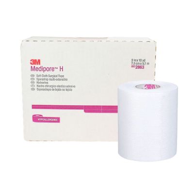3M 2863 Medipore H Medical Tape, Perforated Soft Cloth, 3" x 10 Yds, White, NonSterile - 12 / Case