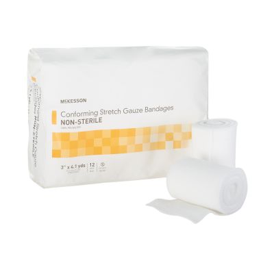 McKesson 16-012 Conforming Stretch Gauze Bandages, Polyester, 3" x 4-1/10 Yds Roll Shape, NonSterile - 96 / Case