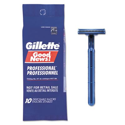 P&G 11004 Gillette Good News! Regular Disposable Razor, 2 Blades, 10 / Pack, Navy Blue - 10 / Case