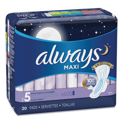 P&G 17902 Always Maxi Pads, Extra Heavy Overnight, Size 5, 20 / Pack - 6 / Case