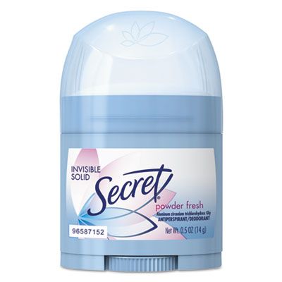 P&G 31384 Secret Invisible Solid Anti-Perspirant and Deodorant, Powder Fresh Scent, 0.5 oz Stick - 24 / Case