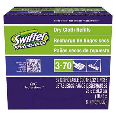 P&G 33407 Swiffer Sweeper Dry Cloth Refills, 32 / Box, 10-5/8" x 8", White - 6 / Case