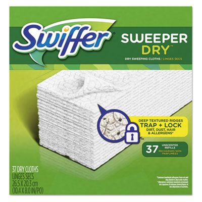 P&G 82822 Swiffer Sweeper Dry Cloth Refill, 37 / Box, 10.4" x 8", White - 4 / Case