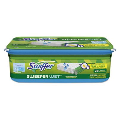 P&G 82856 Swiffer Sweeper Wet Refill Cloths, 28 / Box, Open Window Fresh Scent, White - 6 / Case