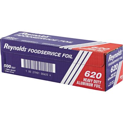 Pactiv 620 Reynolds Aluminum Foil Roll, Heavy Duty, 12" x 500', Silver - 1 / Case