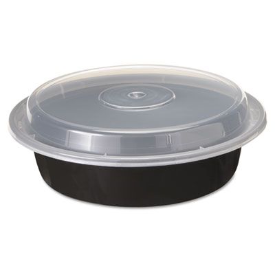 Pactiv NC723B VERSAtainer 24 oz Microwavable Containers, 7" Round, Black / Clear - 150 / Case