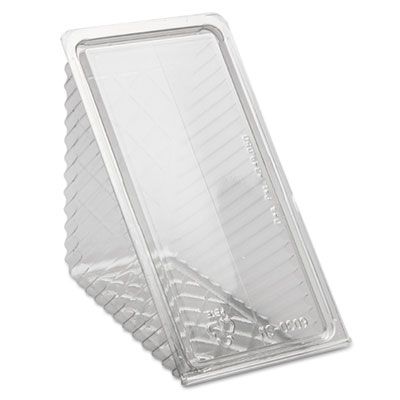 Pactiv Y11334 Hinged Lid Sandwich Wedge Plastic Container, 6.5" x 3" x 3.25", Clear - 255 / Case