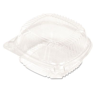 Pactiv YCI81050 SmartLock Plastic Hinged Lid Food Container, 5.25" x 5.25" x 2.5", Clear - 375 / Case
