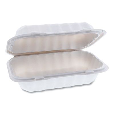 Pactiv YCN80961 EarthChoice SmartLock Plastic Hinged Lid Takeout Containers, Microwavable, 9" x 6" x 3", White - 270 / Case