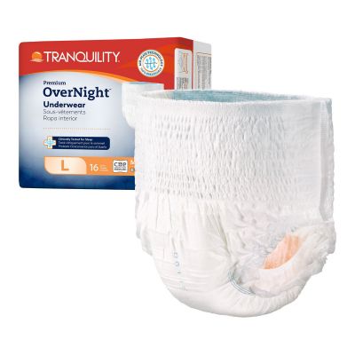 Tranquility Premium OverNight Disposable Absorbent Underwear, Large (44-55 in.) - 64 / Case