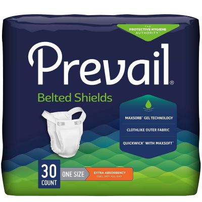 Prevail Belted Shields for Bladder Leakage, One Size, Extra - 120 / Case