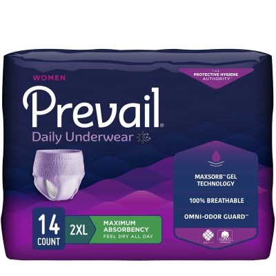 Prevail Pull-Up Daily Underwear for Women, 2X-Large (64-80 in.), Maximum - 56 / Case