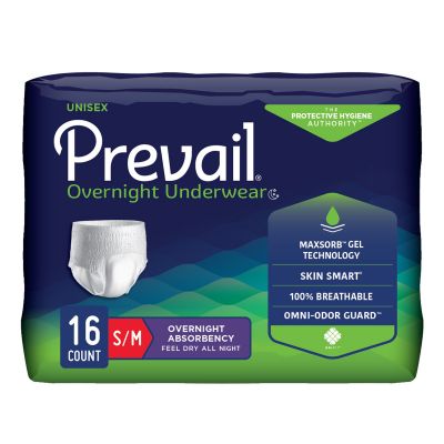 Prevail Overnight Pull-Up Underwear, Small / Medium (34 to 46 in.) - 16 / Case