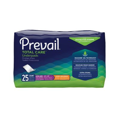 Prevail Total Care Underpads, Disposable, 30" x 30", Super - 100 / Case