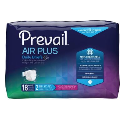 Prevail Air Plus Adult Diapers with Tabs, Size 2 Large (45-62 in.), Ultimate Plus - 72 / Case