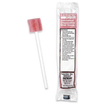 Sage 5602UT Toothette Oral Swabsticks, Foam Tip, Paper Shaft, Untreated, Pink / White - 1000 / Case