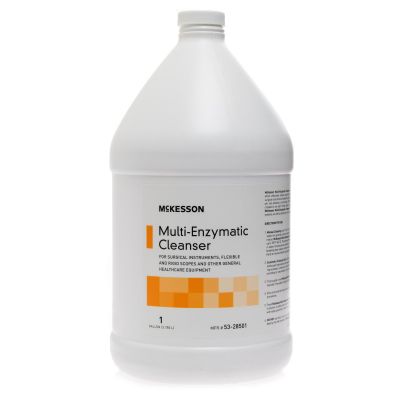 McKesson 53-28501 Multi-Enzymatic Cleanser Instrument Detergent, Liquid, Eucalyptus Spearmint Scent, 1 Gallon Bottle - 4 / Case