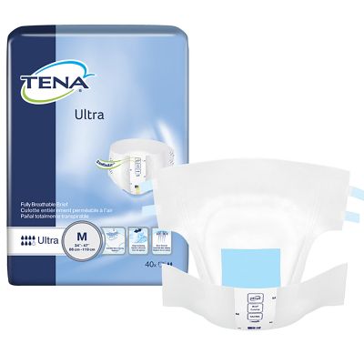 TENA Ultra Adult Diaper with Tabs, Medium (34-47 in.), Heavy Absorbency - 80 / Case