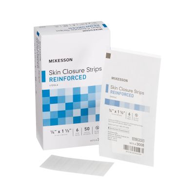 McKesson Skin Closure Strip, 1/4"  x 1-1/2", Sterile, Reinforced - 1200 / Case