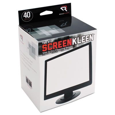 Read/Right RR1305 ScreenKleen Screen Cleaning Wet and Dry Cleaning Wipes, 5" x 5", White - 40 / Case