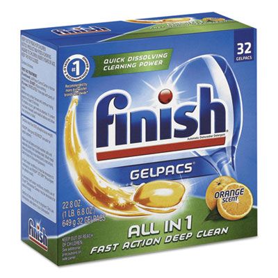 Reckitt Benckiser 81053 Finish Automatic Dishwasher Detergent Gelpacs, 32 / Box, Orange Scent - 8 / Case