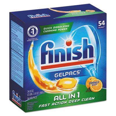 Reckitt Benckiser 81181 Finish Automatic Dishwasher Detergent Gelpacs, 54 / Box, Orange Scent - 4 / Case