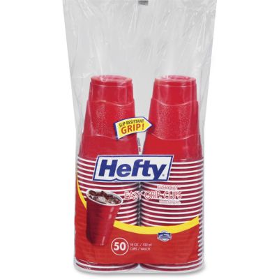 Reynolds C21999 Hefty 18 oz Plastic Party Cold Cups, Easy Grip, Red - 600 / Case