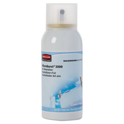 Rubbermaid 4012551 Microburst 3000 Air Freshener Refill, Linen Fresh Scent, 2 oz Aerosol - 12 / Case