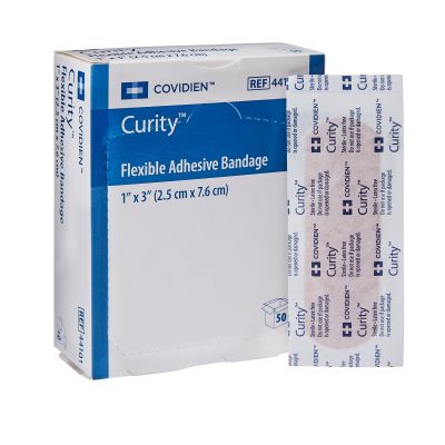 Cardinal Curity Fabric Flexible Adhesive Strip Bandages, 1" x 3", Sterile - 1200 / Case