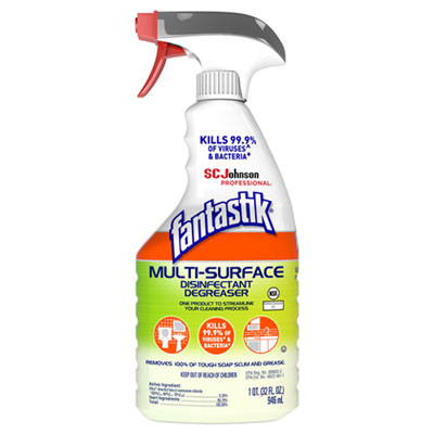 SC Johnson 311836 Fantastik Multi-Surface Disinfectant Degreaser, Herbal Scent, 32 oz Spray Bottle - 8 / Case