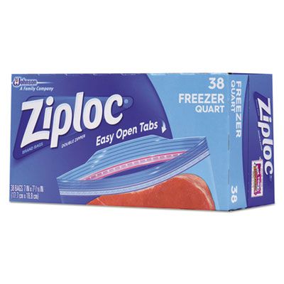 SC Johnson 314444 Ziploc Quart Freezer Bags, Double Zipper, Clear - 342 / Case
