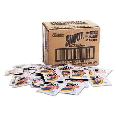 SC Johnson 686661 Shout Wipe & Go Instant Stain Remover Wipes, Individually Wrapped - 80 / Case